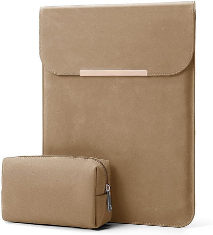 13.3-14 Inch Laptop Sleeve Case Faux Suede Leather for 13.3 13.5 13.6 14 Inches Macbook Air Pro Retina 13"-14" Surface Pro with Pouch