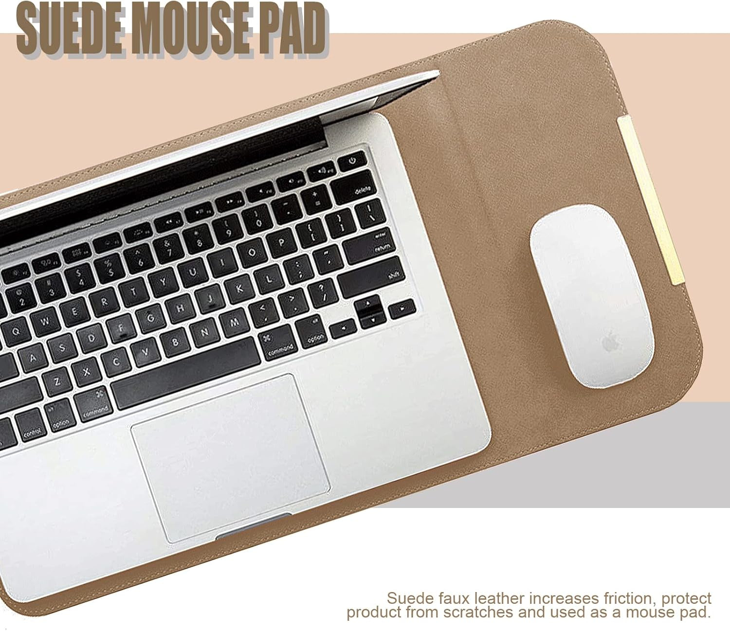 13.3-14 Inch Laptop Sleeve Case Faux Suede Leather for 13.3 13.5 13.6 14 Inches Macbook Air Pro Retina 13"-14" Surface Pro with Pouch