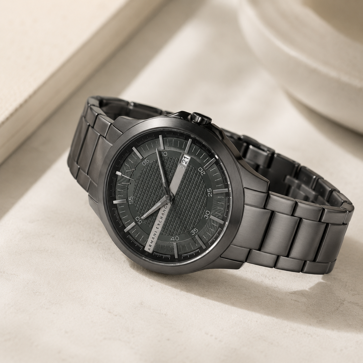 ARMANI EXCHANGE AX2455 GREEN DIAL GRAY STAINLESS STEEL BRACELET 46MM MENS WATCH