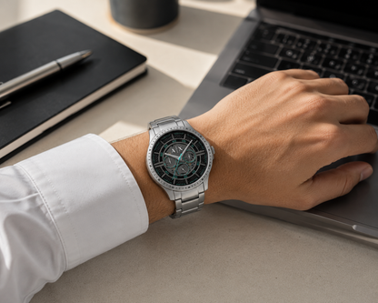 Armani Exchange 46MM Stainless Steel Chronograph Black Dial Men's Watch AX2459
