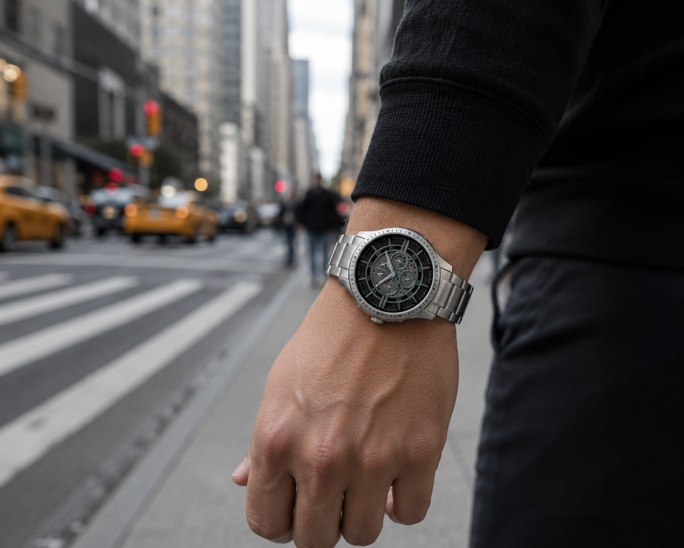 Armani Exchange 46MM Stainless Steel Chronograph Black Dial Men's Watch AX2459