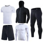Training Wear Custom Logo Polyester Quick-drying Sportswear 5PCS Workout Clothing Basketball Base Layer Men Gym Fitness Sets