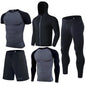 Training Wear Custom Logo Polyester Quick-drying Sportswear 5PCS Workout Clothing Basketball Base Layer Men Gym Fitness Sets