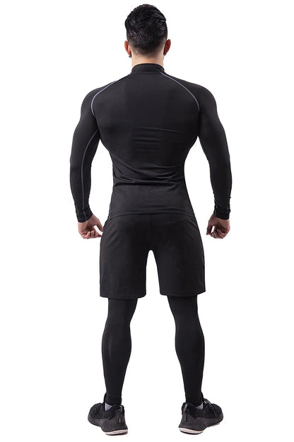 Training Wear Custom Logo Polyester Quick-drying Sportswear 5PCS Workout Clothing Basketball Base Layer Men Gym Fitness Sets