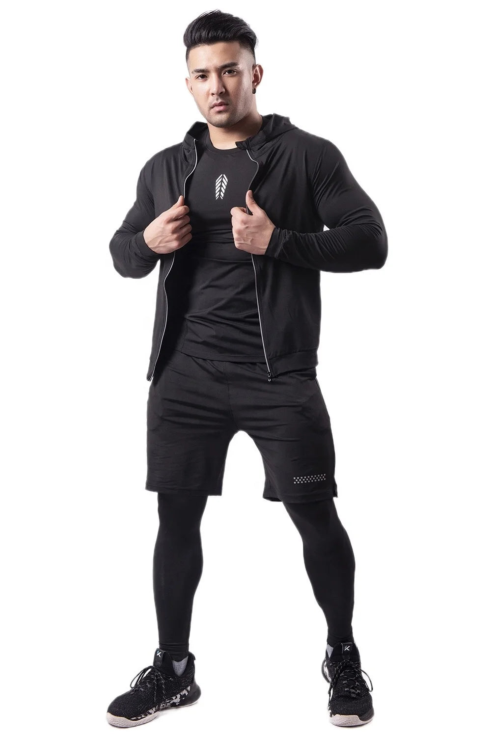 Training Wear Custom Logo Polyester Quick-drying Sportswear 5PCS Workout Clothing Basketball Base Layer Men Gym Fitness Sets