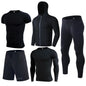 Training Wear Custom Logo Polyester Quick-drying Sportswear 5PCS Workout Clothing Basketball Base Layer Men Gym Fitness Sets