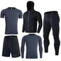 Training Wear Custom Logo Polyester Quick-drying Sportswear 5PCS Workout Clothing Basketball Base Layer Men Gym Fitness Sets