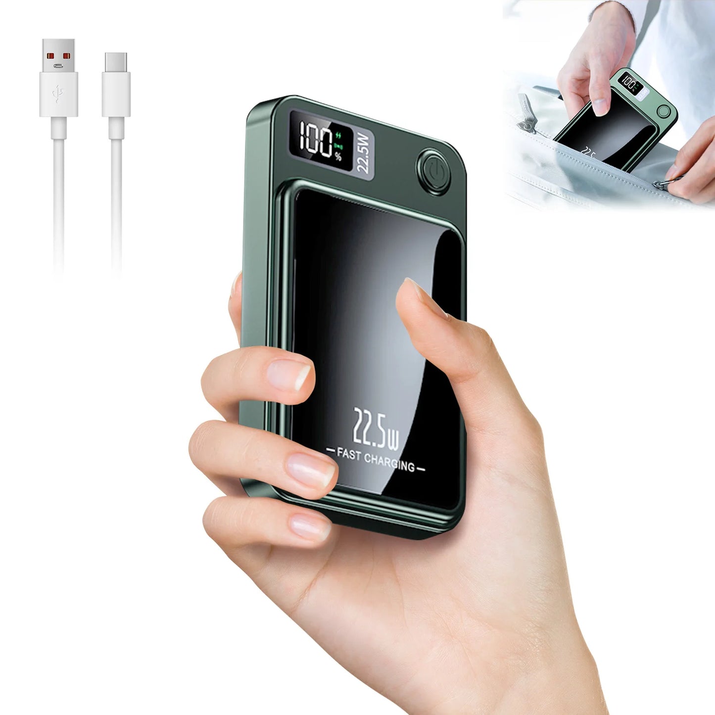 Batería externa magnética inalámbrica de 10000 mAh, carga rápida de 22,5 W, pantalla digital LED para Magsafe, para iPhone 17 16 15 Pro Max Power Bank