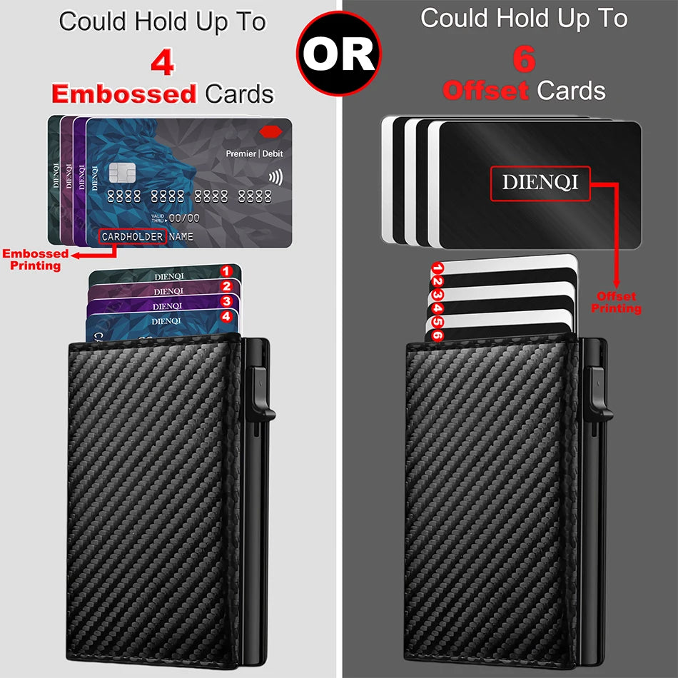 RFID Credit Card Holder with Coin Pouch – Luxury Carbon Fiber Minimalist Wallet for Men, Money Bag, ID & Bank Card Holder