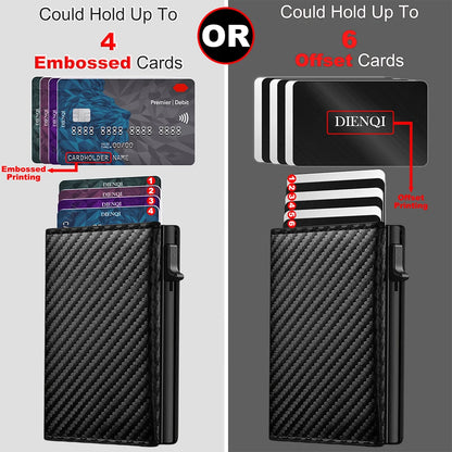 RFID Credit Card Holder with Coin Pouch – Luxury Carbon Fiber Minimalist Wallet for Men, Money Bag, ID & Bank Card Holder