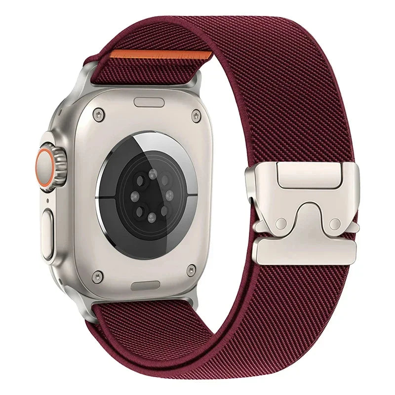 Braided Elastic Nylon Band for Apple Watch Ultra 2 (49mm/46mm) with Metal Clasp — Compatible with Series 11/10/9/8/7/SE