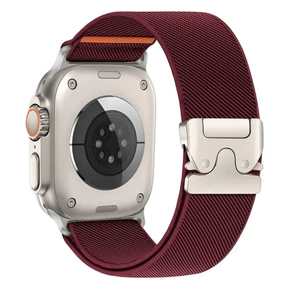 Braided Elastic Nylon Band for Apple Watch Ultra 2 (49mm/46mm) with Metal Clasp — Compatible with Series 11/10/9/8/7/SE