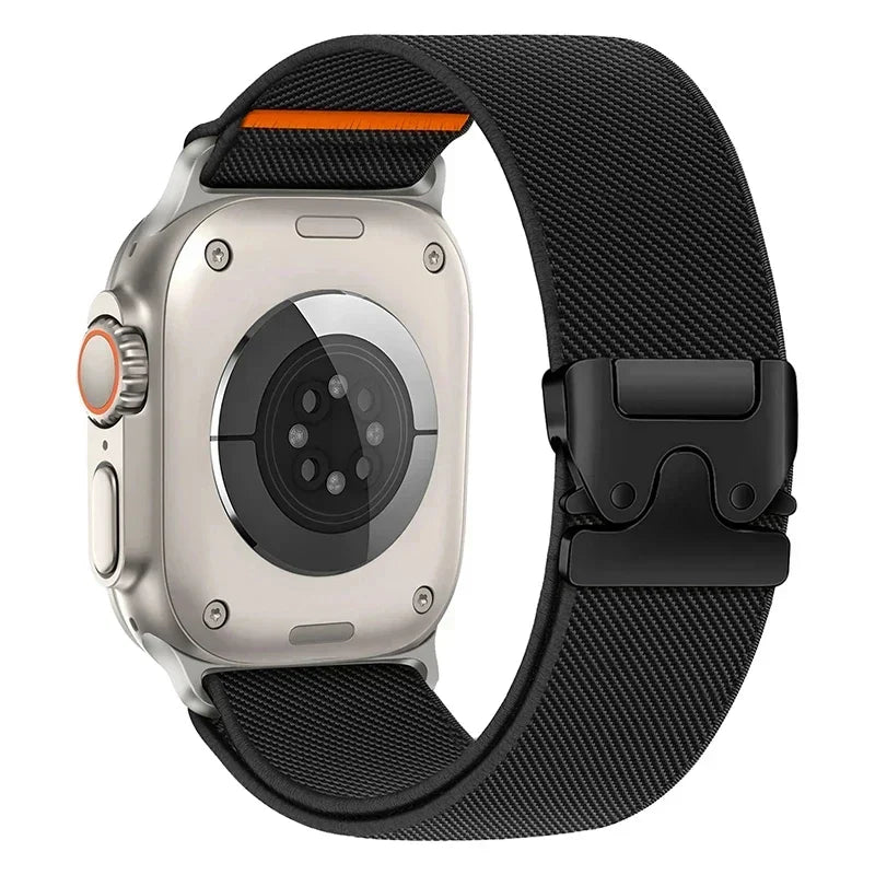 Braided Elastic Nylon Band for Apple Watch Ultra 2 (49mm/46mm) with Metal Clasp — Compatible with Series 11/10/9/8/7/SE