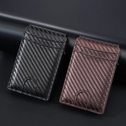 New RFID Men's Card Wallet - Carbon Fiber, High-Quality Magnetic Card Holder with Photo Window and Pop-Up Card Clips