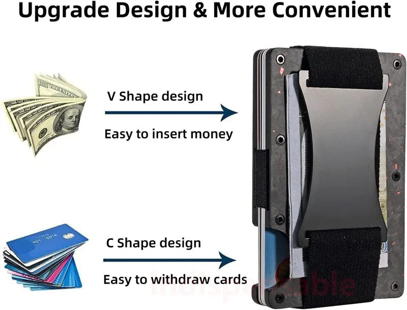 Bright/Matte Forged Carbon Fiber Minimalist Slim Wallet for Men RFID Cashback Credit Card Holder Luxury Metal Case Aluminum