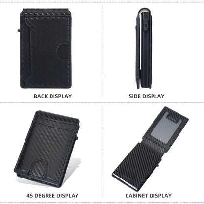 New RFID Men's Card Wallet - Carbon Fiber, High-Quality Magnetic Card Holder with Photo Window and Pop-Up Card Clips