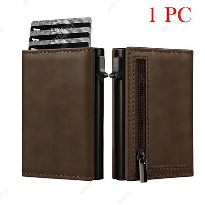 RFID Credit Card Holder with Coin Pouch – Luxury Carbon Fiber Minimalist Wallet for Men, Money Bag, ID & Bank Card Holder