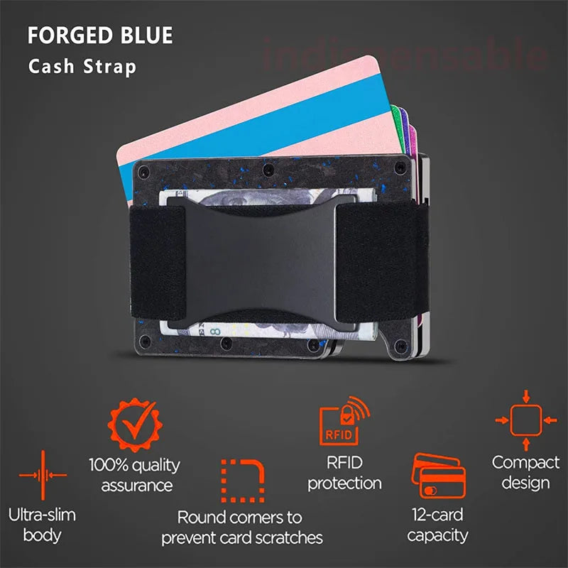 Bright/Matte Forged Carbon Fiber Minimalist Slim Wallet for Men RFID Cashback Credit Card Holder Luxury Metal Case Aluminum