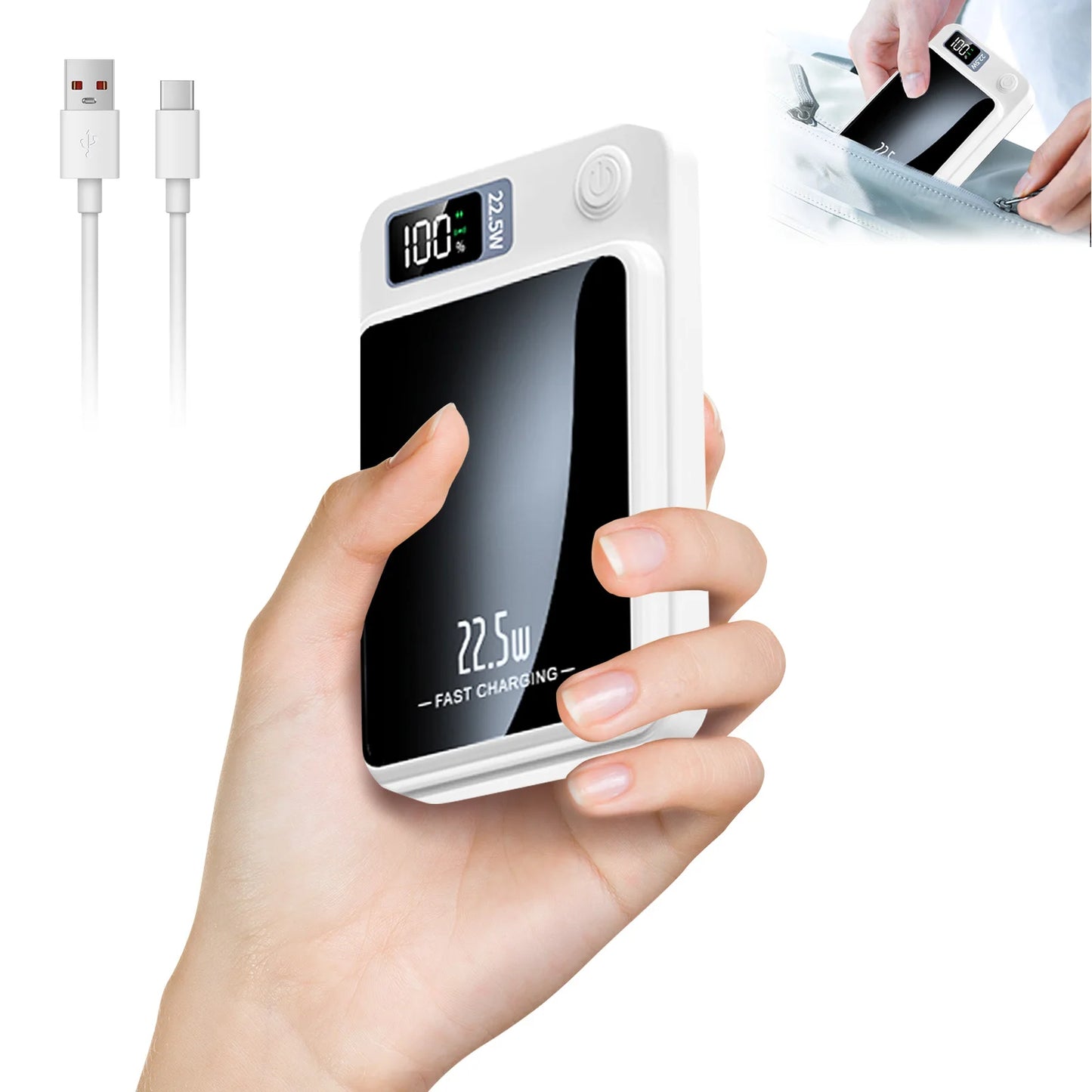 Batería externa magnética inalámbrica de 10000 mAh, carga rápida de 22,5 W, pantalla digital LED para Magsafe, para iPhone 17 16 15 Pro Max Power Bank