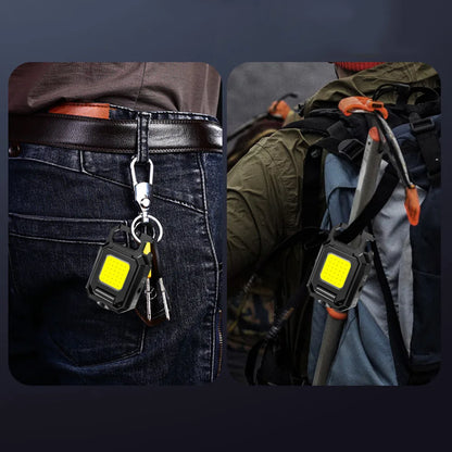 XPE Mini Keychain Light 800mAh COB LED Pocket Flashlight Type-C USB Rechargeable IPX4 Waterproof for Outdoor Camping Hiking