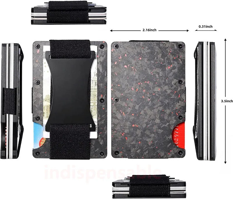 Bright/Matte Forged Carbon Fiber Minimalist Slim Wallet for Men RFID Cashback Credit Card Holder Luxury Metal Case Aluminum
