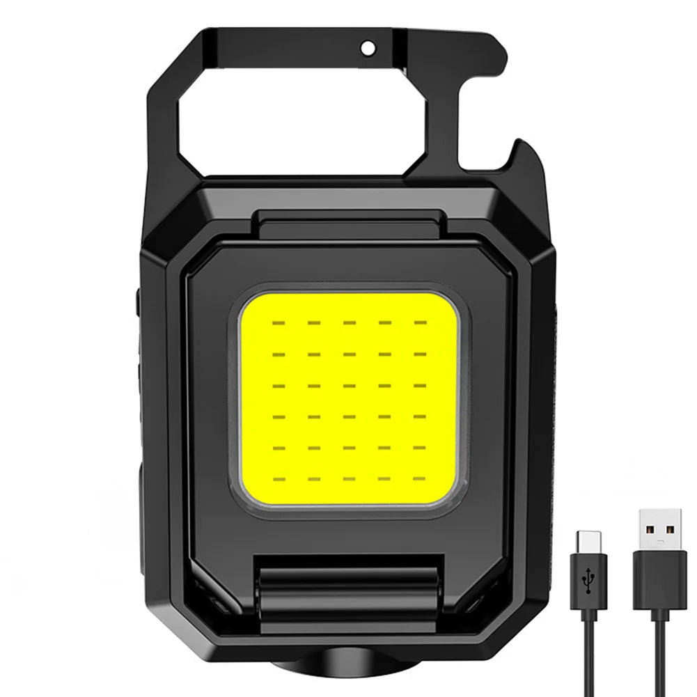 XPE Mini Keychain Light 800mAh COB LED Pocket Flashlight Type-C USB Rechargeable IPX4 Waterproof for Outdoor Camping Hiking