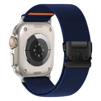 Braided Elastic Nylon Band for Apple Watch Ultra 2 (49mm/46mm) with Metal Clasp — Compatible with Series 11/10/9/8/7/SE