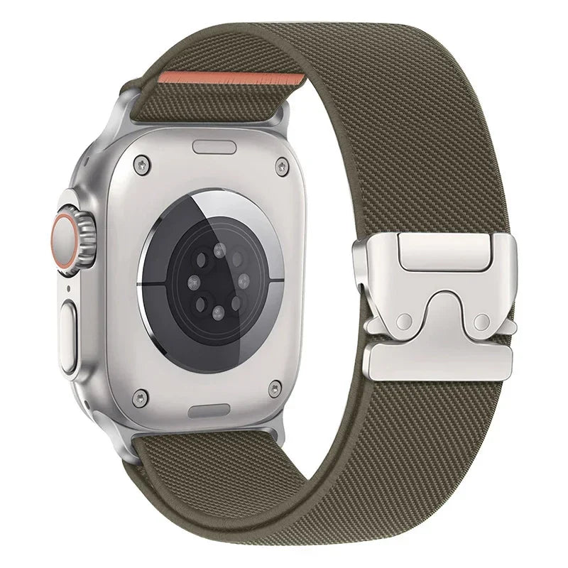 Braided Elastic Nylon Band for Apple Watch Ultra 2 (49mm/46mm) with Metal Clasp — Compatible with Series 11/10/9/8/7/SE