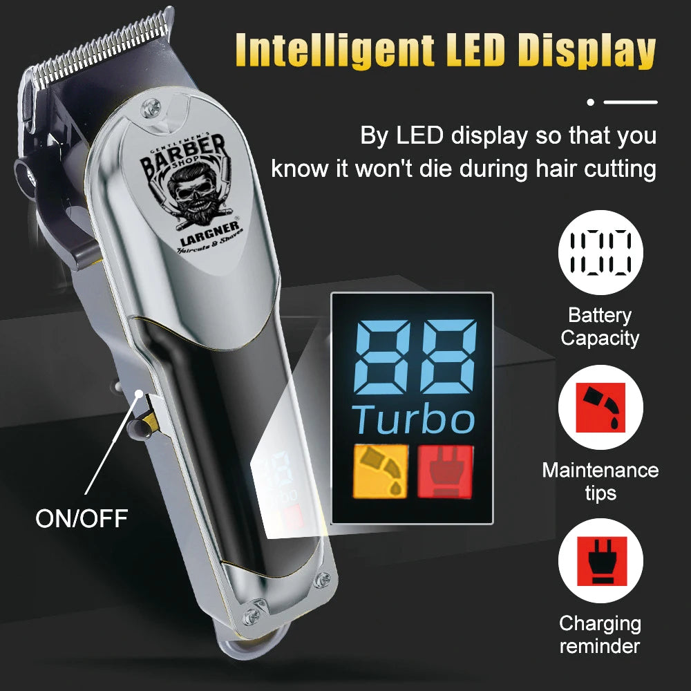 LARGNER RQ6678 Silver 3-in-1 Hair Cutting Kit, Professional Men's Electric Hair Clipper for Fade Haircut, High-Power Reciprocati