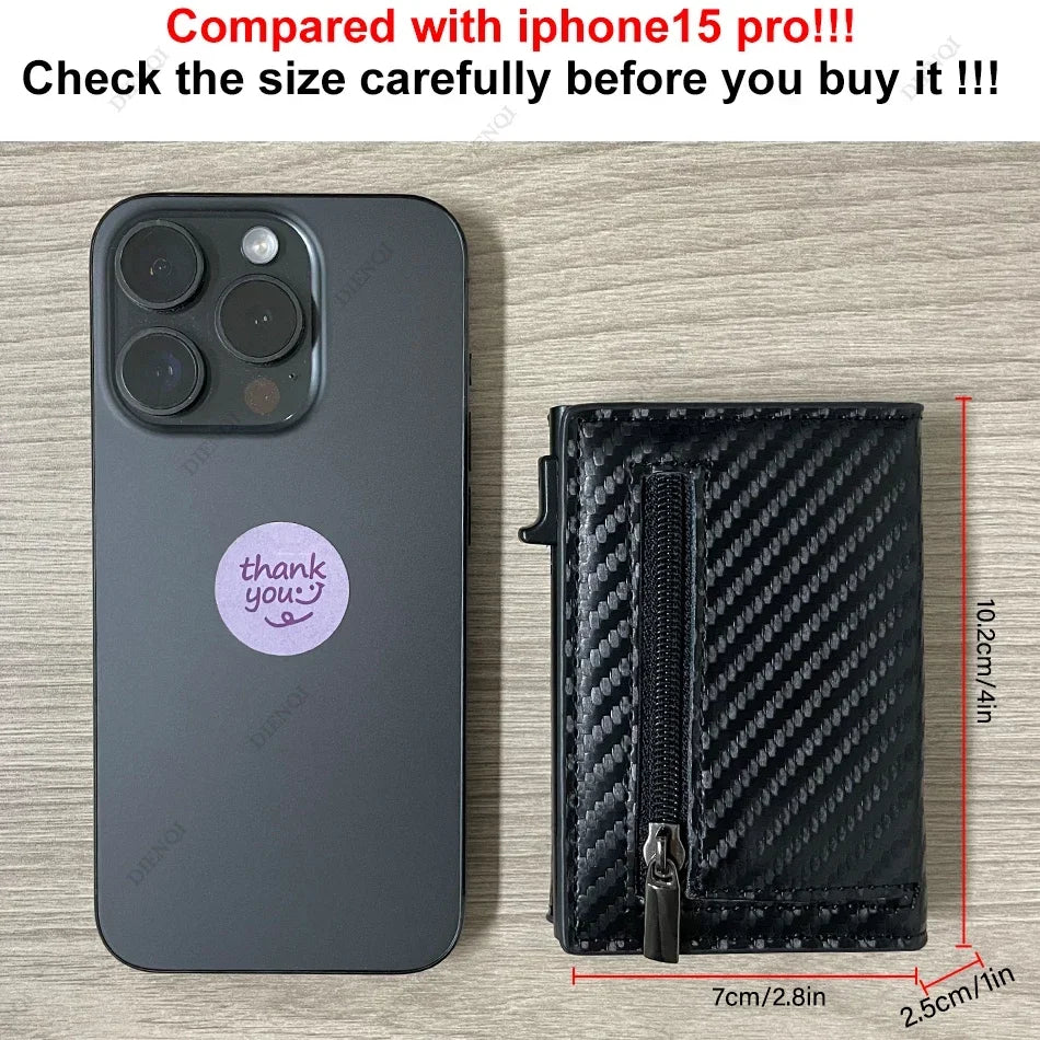 RFID Credit Card Holder with Coin Pouch – Luxury Carbon Fiber Minimalist Wallet for Men, Money Bag, ID & Bank Card Holder