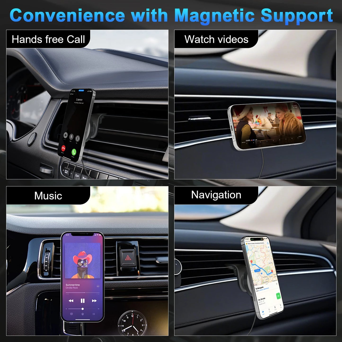 15W Magnetic Car Wireless Chargers Mount Fast Charging Station Dock 360° Adjustable For iPhone17/16/15/14/13 All Android Phones