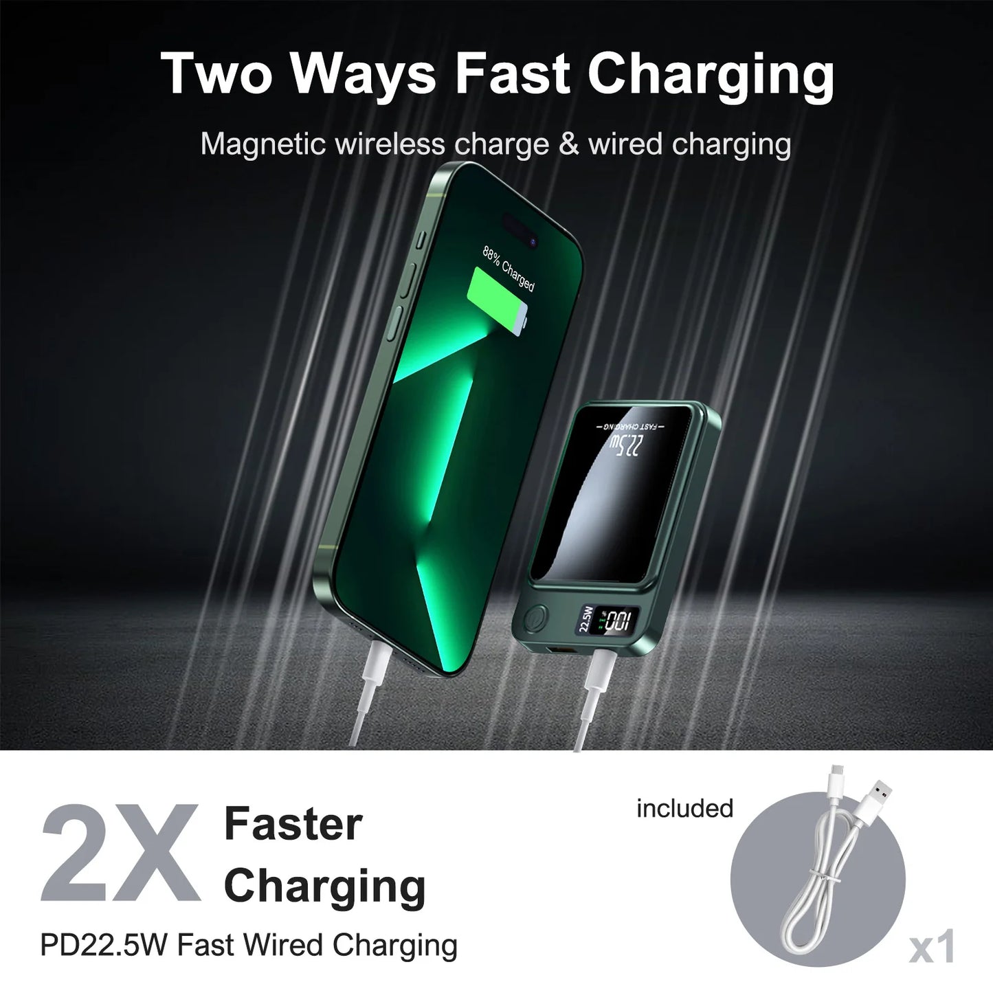 Batería externa magnética inalámbrica de 10000 mAh, carga rápida de 22,5 W, pantalla digital LED para Magsafe, para iPhone 17 16 15 Pro Max Power Bank