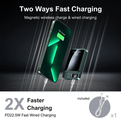 Batería externa magnética inalámbrica de 10000 mAh, carga rápida de 22,5 W, pantalla digital LED para Magsafe, para iPhone 17 16 15 Pro Max Power Bank