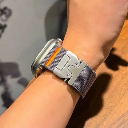 Braided Elastic Nylon Band for Apple Watch Ultra 2 (49mm/46mm) with Metal Clasp — Compatible with Series 11/10/9/8/7/SE
