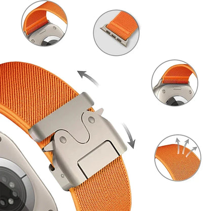 Braided Elastic Nylon Band for Apple Watch Ultra 2 (49mm/46mm) with Metal Clasp — Compatible with Series 11/10/9/8/7/SE