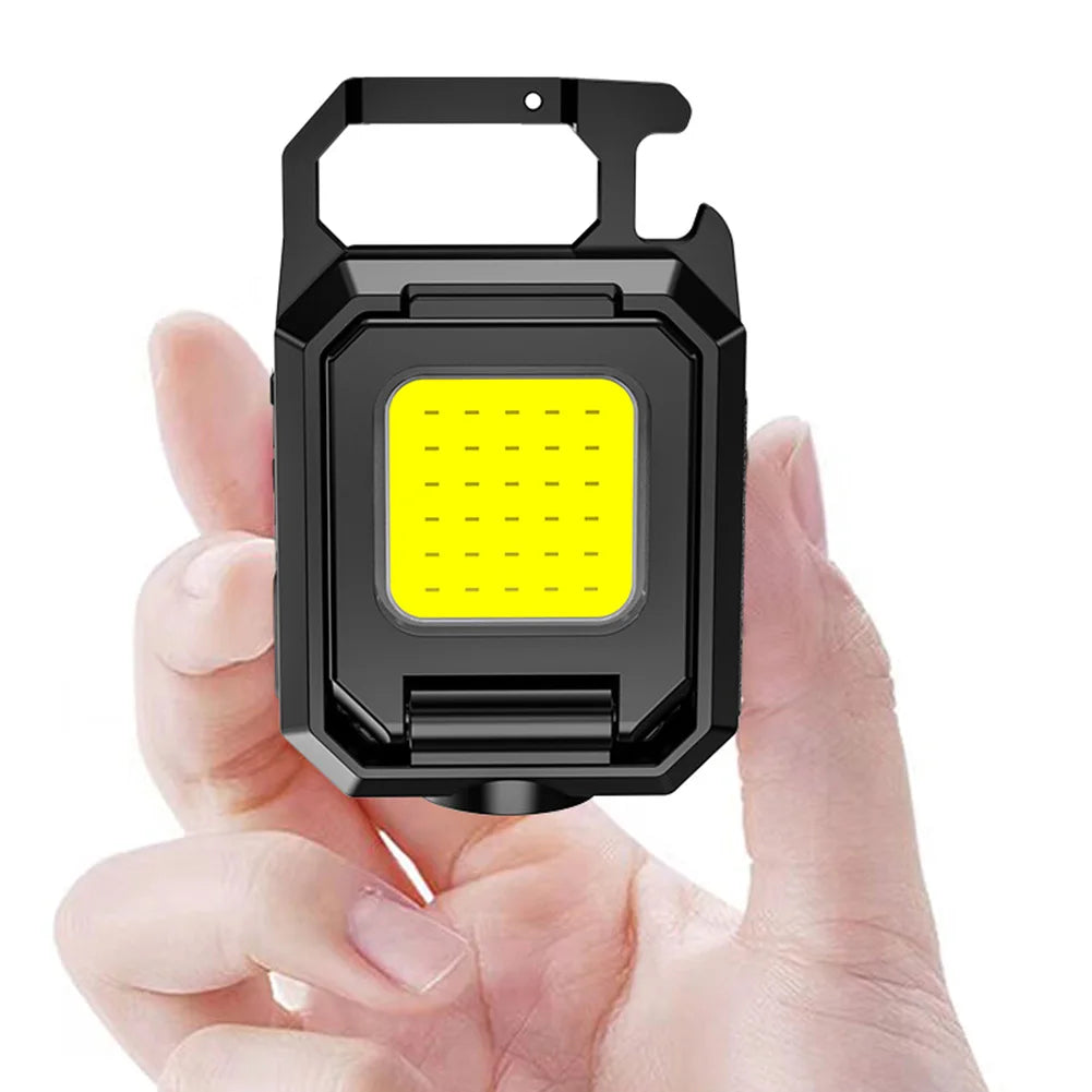 XPE Mini Keychain Light 800mAh COB LED Pocket Flashlight Type-C USB Rechargeable IPX4 Waterproof for Outdoor Camping Hiking