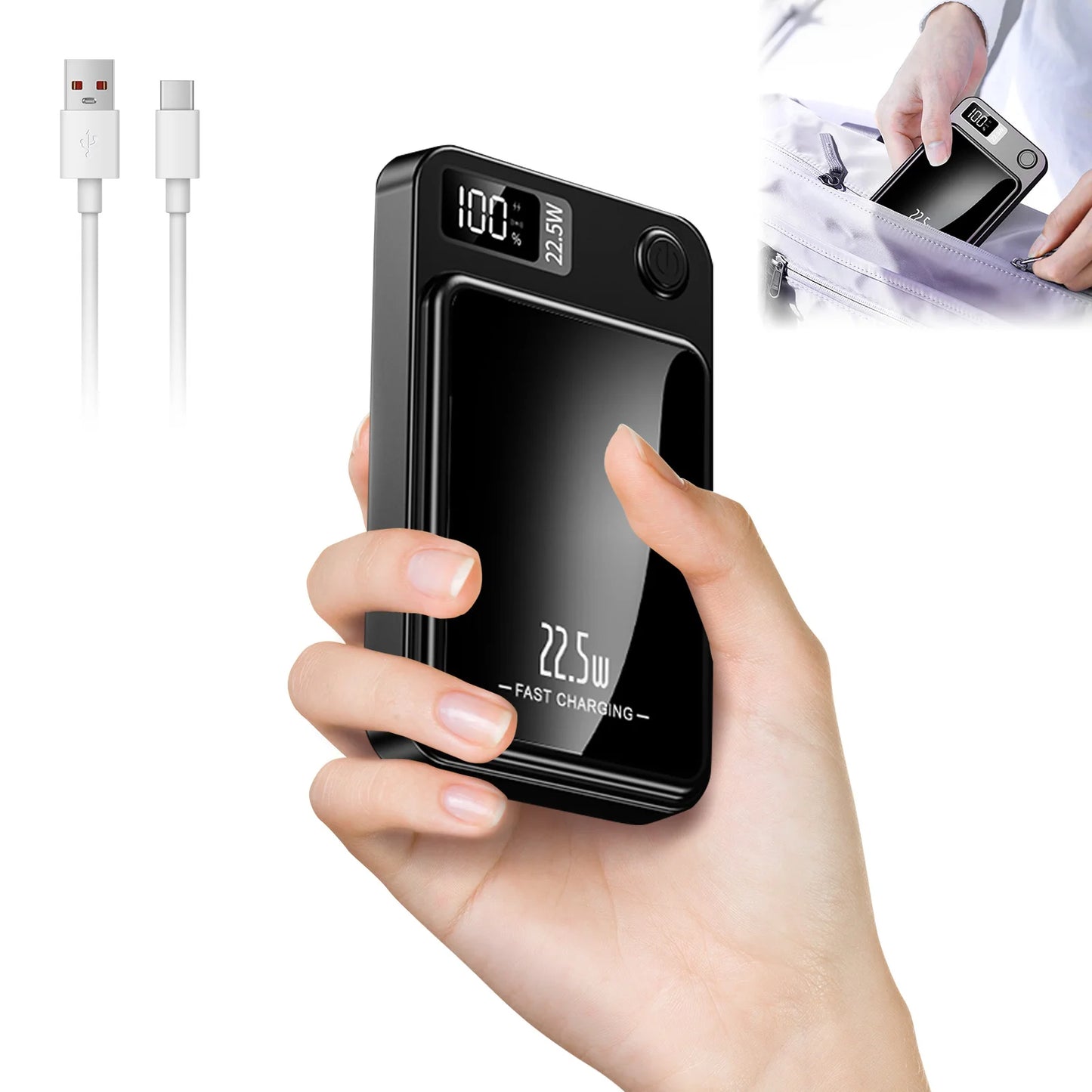 Batería externa magnética inalámbrica de 10000 mAh, carga rápida de 22,5 W, pantalla digital LED para Magsafe, para iPhone 17 16 15 Pro Max Power Bank