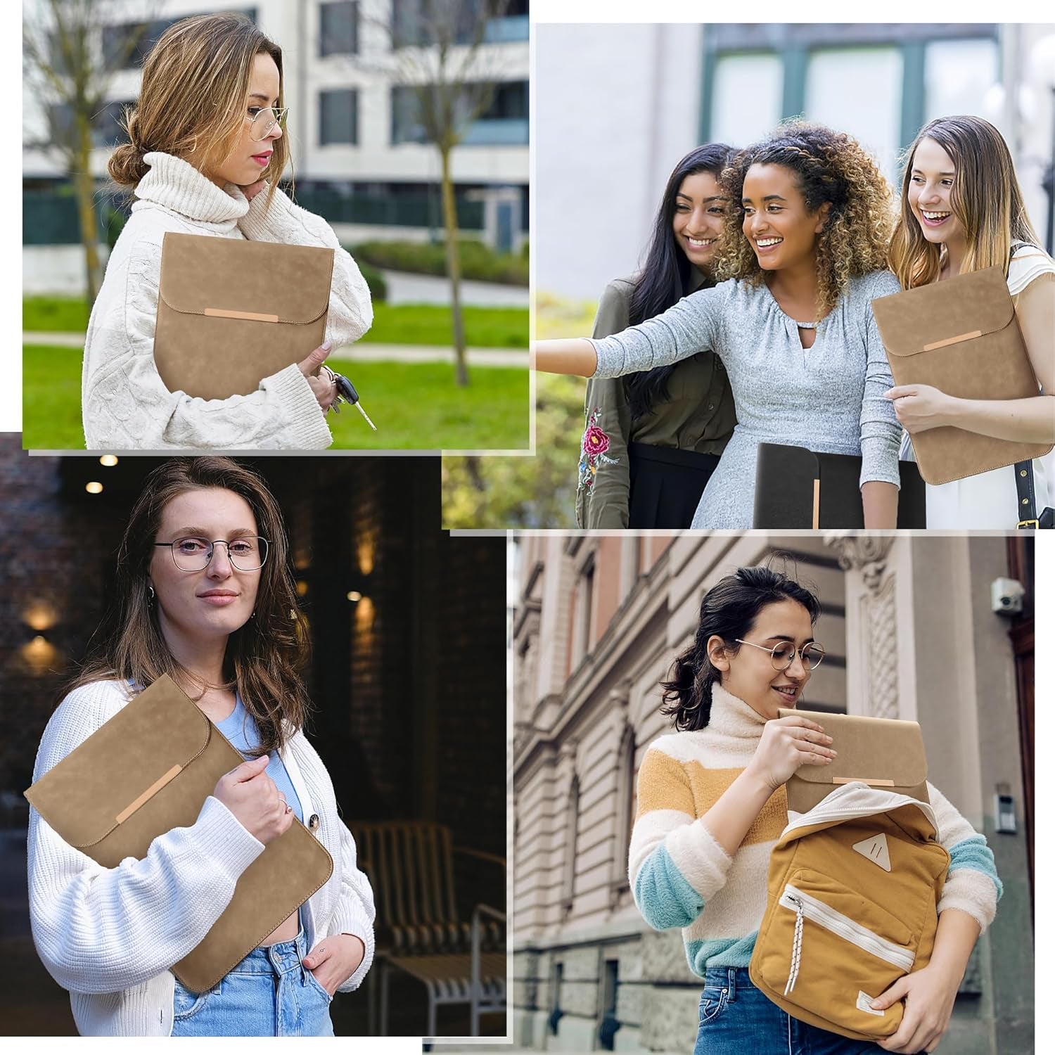 13.3-14 Inch Laptop Sleeve Case Faux Suede Leather for 13.3 13.5 13.6 14 Inches Macbook Air Pro Retina 13"-14" Surface Pro with Pouch