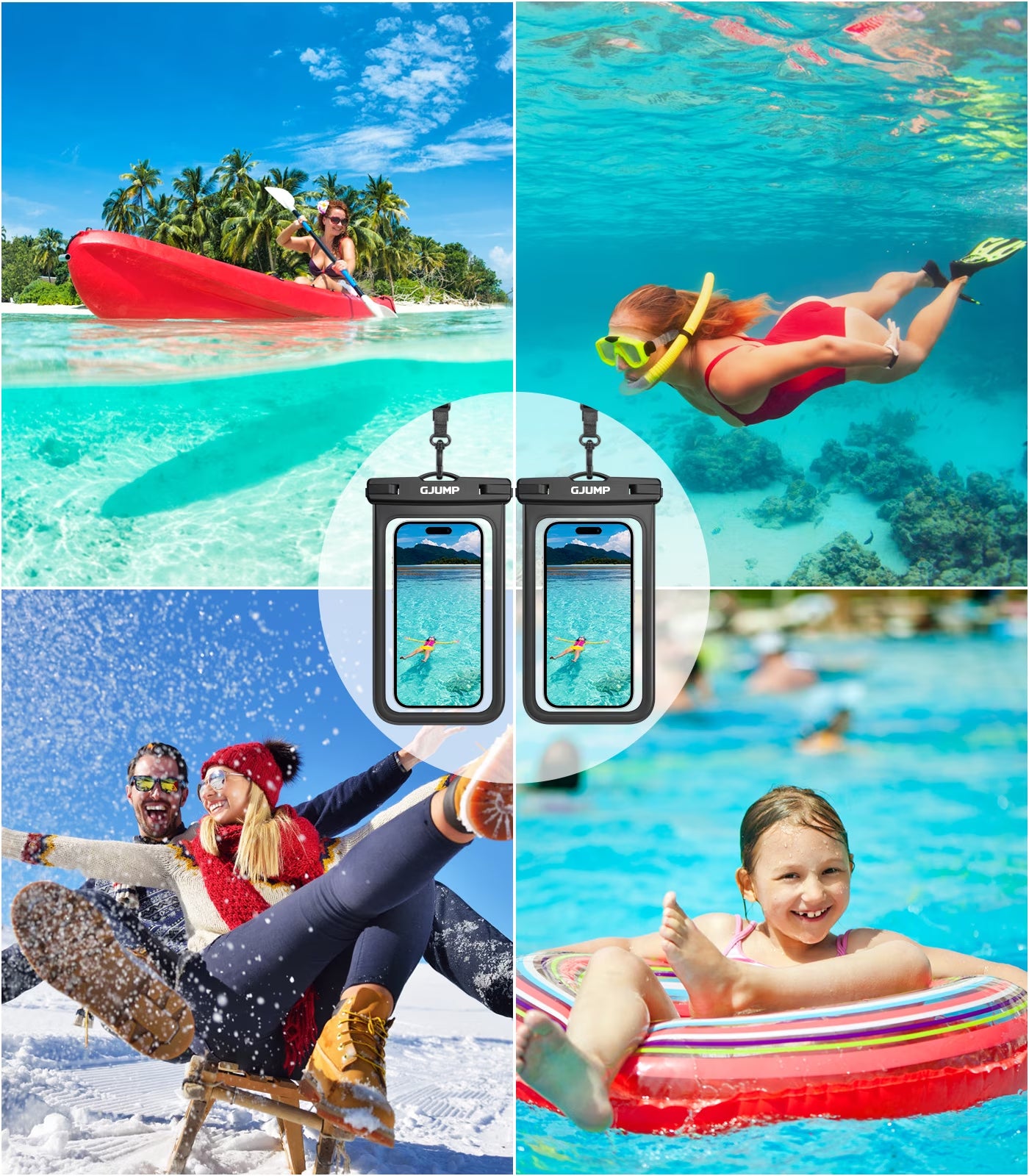 Waterproof Phone Pouch 2 Pack, IPX8 Cellphone Dry Bag Beach Essentials for Cruise Travel