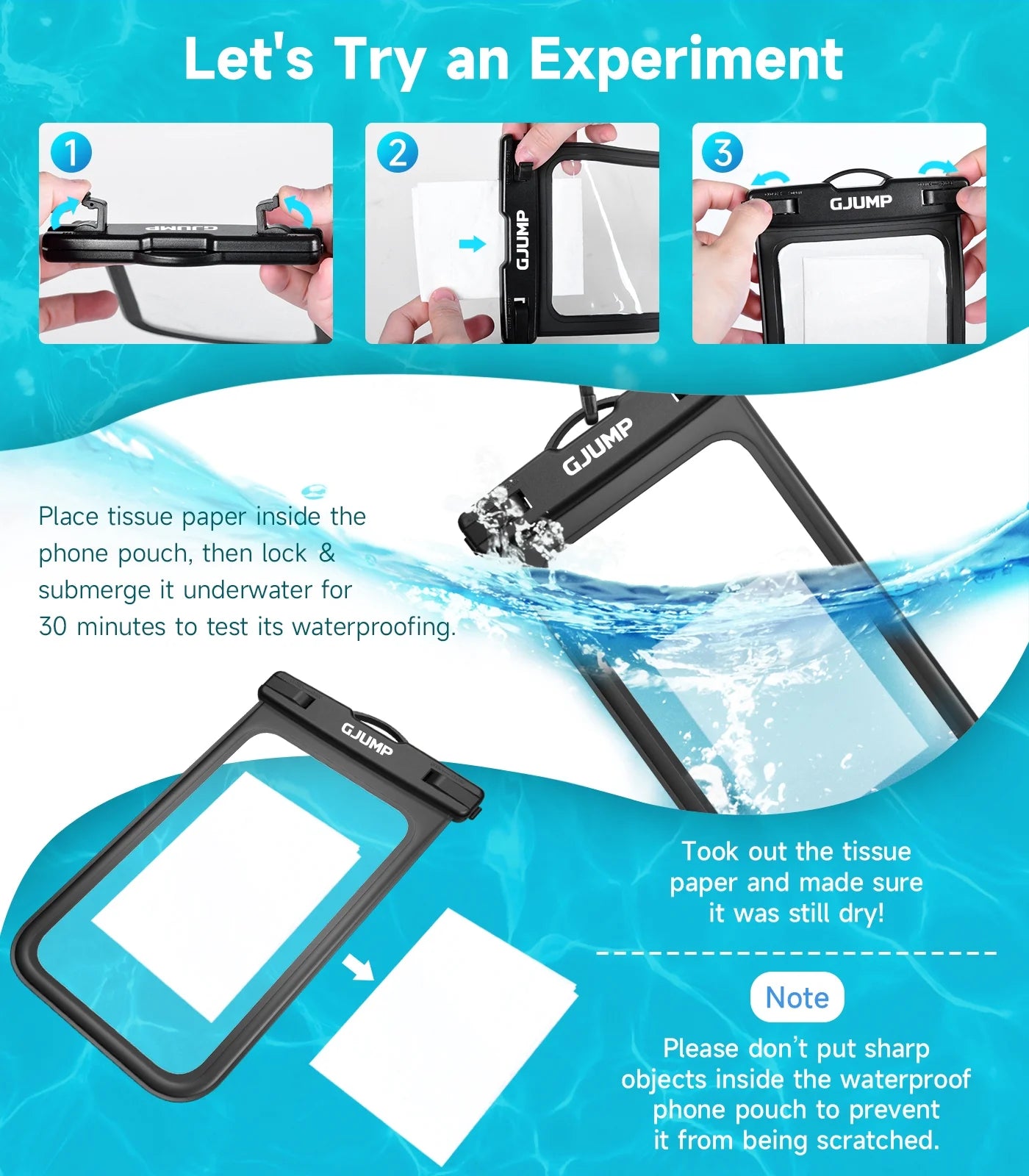 Waterproof Phone Pouch 2 Pack, IPX8 Cellphone Dry Bag Beach Essentials for Cruise Travel