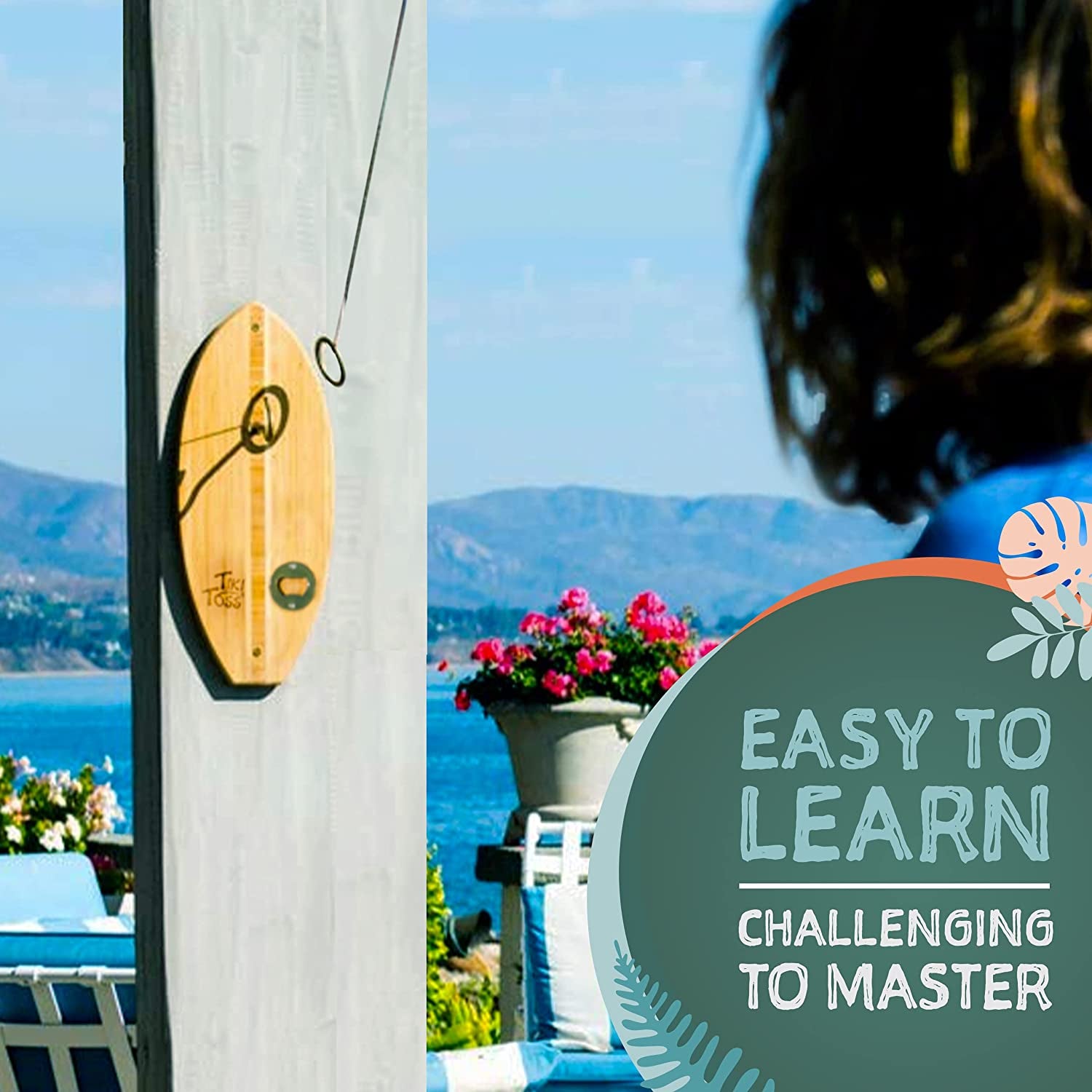 Bottle Opener Edition with Magnet Cap Catch - Crack Open a Cold One and Get Hooked - 100% Bamboo Hook and Ring Toss Party Game (All Parts Included)